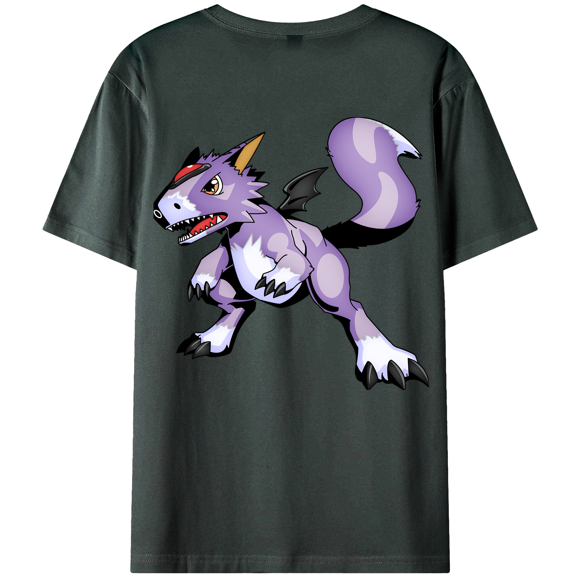 （画像用） Digimon デジタルモンスター/デジモン 綿100％ メンズ半袖Tシャツ（バックプリント） 通気性